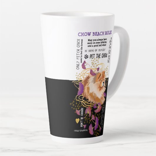 WINDSONG CHOW BEACH REGELN Latte Tasse (Rechte Ecke)