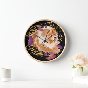 WINDSONG Chow Wall Clock Holzrahmen 3 Farben Uhr