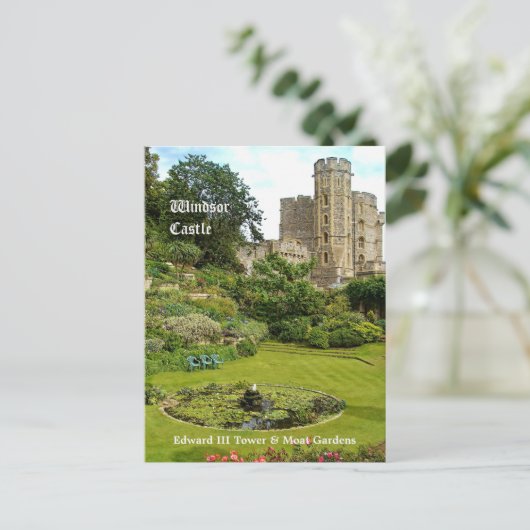 Windsor Castle - Edward III Tower & Moat Garden Postkarte (Stehend Vorderseite)