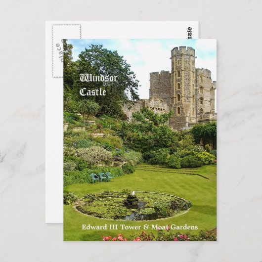 Windsor Castle - Edward III Tower & Moat Garden Postkarte (Vorne/Hinten)