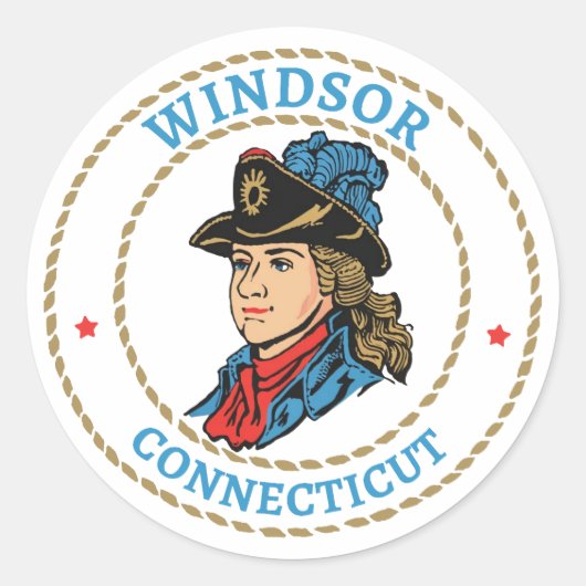 Windsor Connecticut Colonial Runder Aufkleber (Vorderseite)