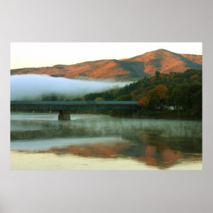 Windsor Cornish Bridge Mount Ascutney Sunrise Poster