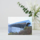 Windsor Cornish Covered Bridge in Nebel Postkarte (Stehend Vorderseite)