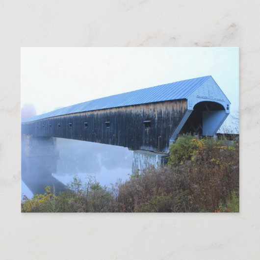 Windsor Cornish Covered Bridge in Nebel Postkarte (Vorderseite)