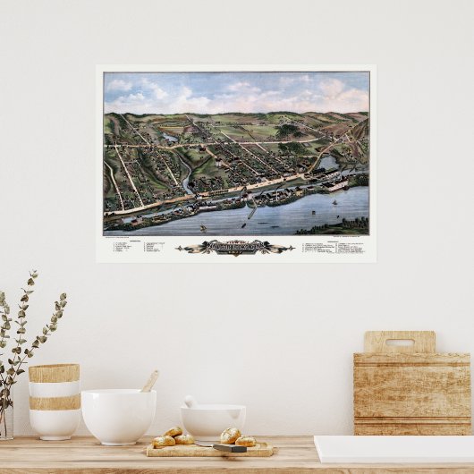 Windsor Locks, CT Panoramic Map - 1877 Poster (Küche)