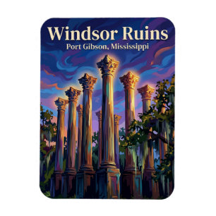 Windsor Ruinen Mississippi Magnet