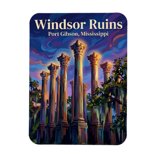Windsor Ruinen Mississippi Magnet (Vertikal)