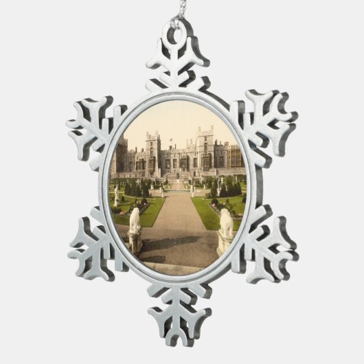 Windsor Schloss I, Berkshire, England Schneeflocken Zinn-Ornament (Rechts)