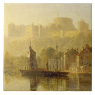 Windsor Schloss von der Themse (Öl auf Millboard) Fliese