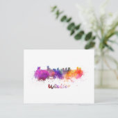 Windsor-Skyline in Aquarellfarbe Postkarte (Stehend Vorderseite)