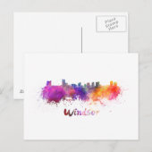 Windsor-Skyline in Aquarellfarbe Postkarte (Vorne/Hinten)