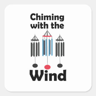 Windspiel-Design, das im Wind klingelt Quadratischer Aufkleber