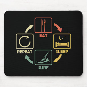 Windsurf Windsurfing Eat Sleep Repeat Retro Mousepad