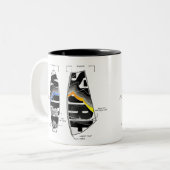 Windsurfausrüstung und Segelgrafik Zweifarbige Tasse (Vorderseite Links)