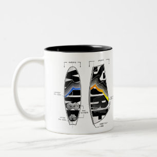 Windsurfausrüstung und Segelgrafik Zweifarbige Tasse