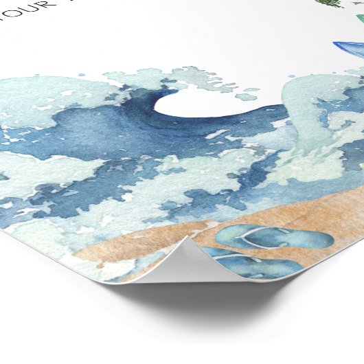 Windsurfbrett Beach Babydusche Windelwanne Poster (Ecke)
