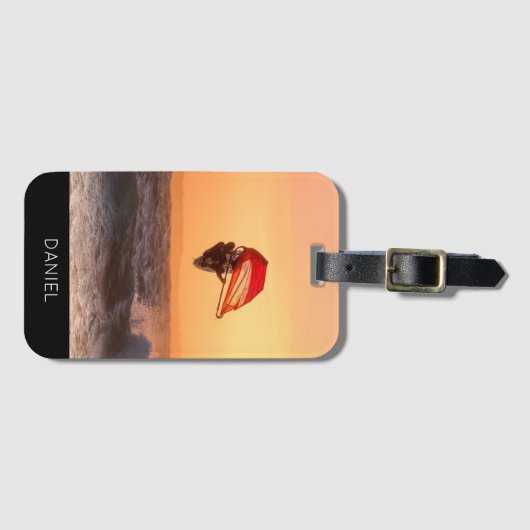 Windsurfen bei Sonnenuntergang Personalisiert nach Gepäckanhänger (Vorderseite (Horizontal))