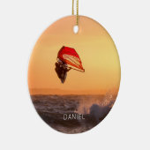 Windsurfen bei Sunset Surfer Segelboarden Keramik Ornament (Rechts)