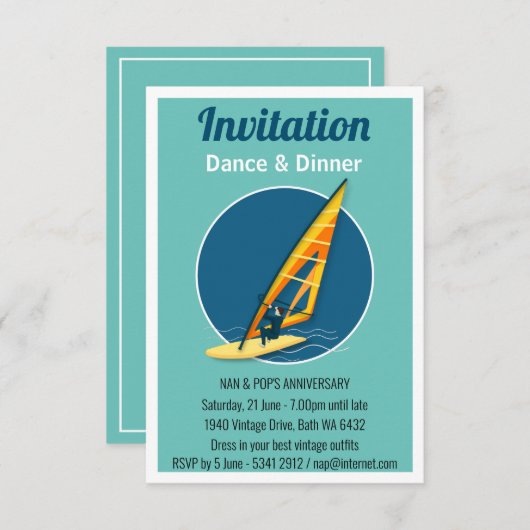 Windsurfen Einladung (Vorne/Hinten)