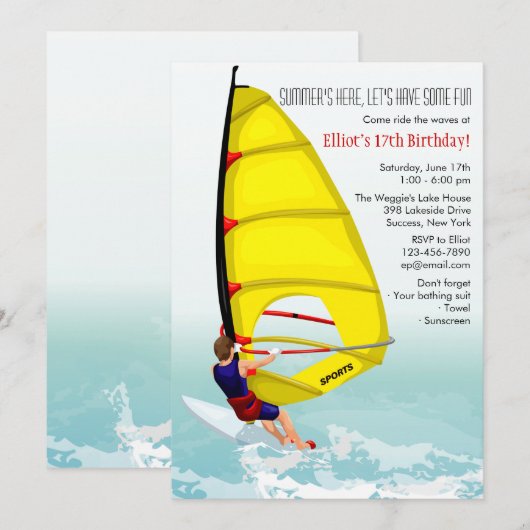 Windsurfen — Einladung von Männern (Vorne/Hinten)