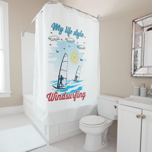 Windsurfen ist mein Lebensstil Duschvorhang (Beispiel)