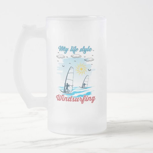 Windsurfen ist mein Lebensstil Mattglas Bierglas (Links)