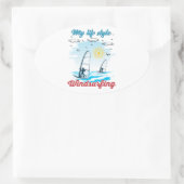 Windsurfen ist mein Lebensstil Ovaler Aufkleber (Tasche)