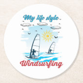 Windsurfen ist mein Lebensstil Runder Pappuntersetzer (Vorderseite)