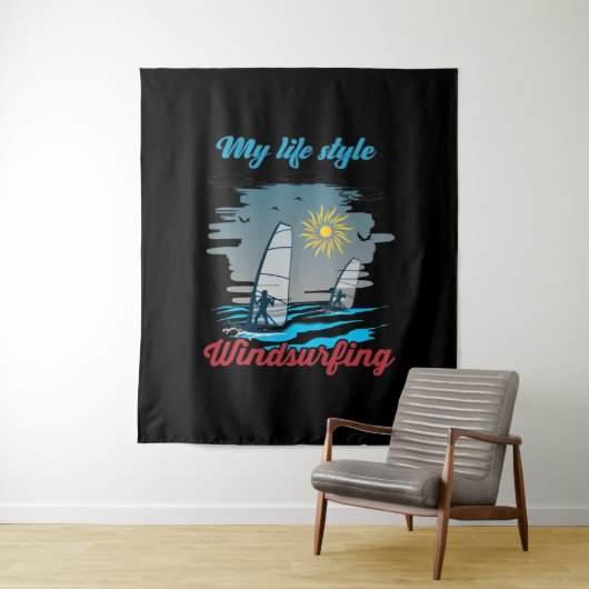 Windsurfen ist mein Lebensstil Wandteppich (Beispiel)