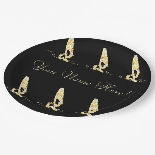 Windsurfen Pappteller (Schrägansicht)