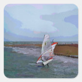 WINDSURFEN QUADRATISCHER AUFKLEBER (Vorderseite)