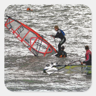 WINDSURFEN QUADRATISCHER AUFKLEBER