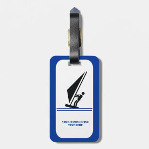 Windsurfer an Bord schwarz, blau Windsurfeigens Gepäckanhänger