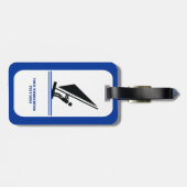 Windsurfer an Bord schwarz, blau Windsurfeigens Gepäckanhänger (Rückseite horizontal)