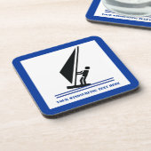 Windsurfer an Bord schwarz, blau Windsurfeigens Getränkeuntersetzer (Linke Seite)