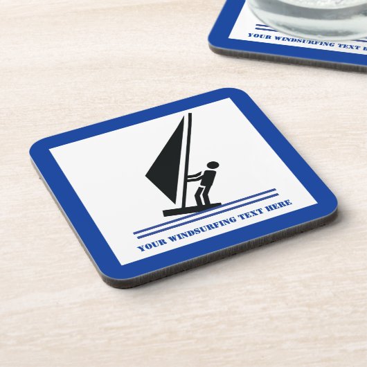 Windsurfer an Bord schwarz, blau Windsurfeigens Getränkeuntersetzer (Linke Seite)