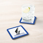 Windsurfer an Bord schwarz, blau Windsurfeigens Getränkeuntersetzer (Rechte Seite)