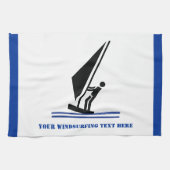 Windsurfer an Bord schwarz, blau Windsurfeigens Handtuch (Horizontal)