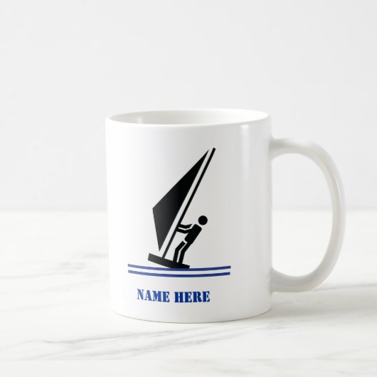 Windsurfer an Bord schwarz, blau Windsurfeigens Kaffeetasse (Rechts)