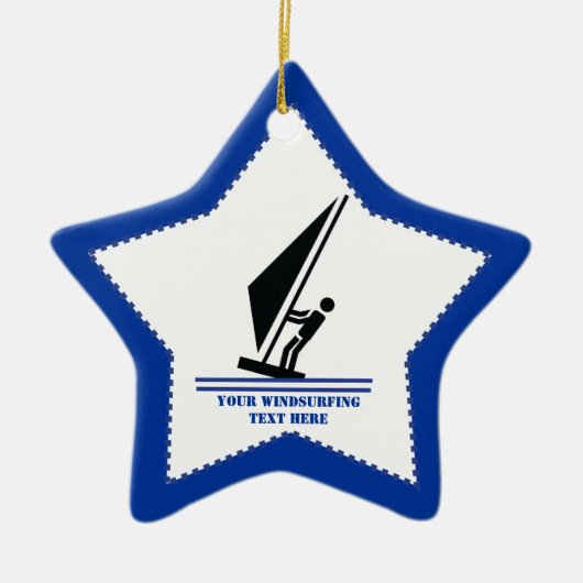 Windsurfer an Bord schwarz, blau Windsurfeigens Keramik Ornament (Vorne)