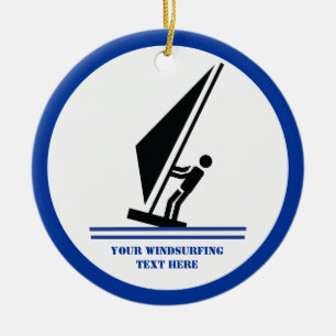 Windsurfer an Bord schwarz, blau Windsurfeigens Keramik Ornament
