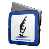 Windsurfer an Bord schwarz, blau Windsurfeigens Laptopschutzhülle (Vorderseite Links)