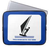 Windsurfer an Bord schwarz, blau Windsurfeigens Laptopschutzhülle (Vorderseite)