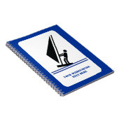 Windsurfer an Bord schwarz, blau Windsurfeigens Notizblock (Rechte Seite)