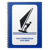 Windsurfer an Bord schwarz, blau Windsurfeigens Notizblock (Vorderseite)