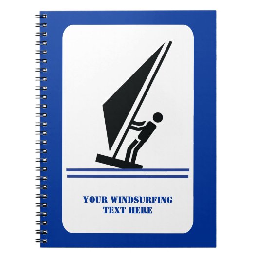 Windsurfer an Bord schwarz, blau Windsurfeigens Notizblock (Vorderseite)