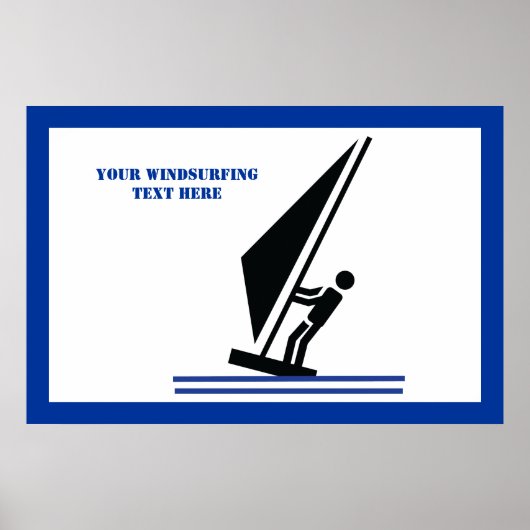 Windsurfer an Bord schwarz, blau Windsurfeigens Poster (Vorne)