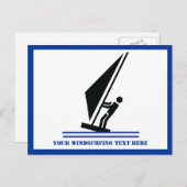 Windsurfer an Bord schwarz, blau Windsurfeigens Postkarte (Vorne/Hinten)