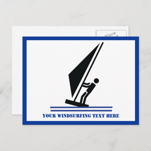 Windsurfer an Bord schwarz, blau Windsurfeigens Postkarte (Vorne/Hinten)