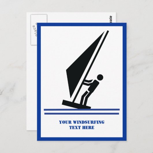 Windsurfer an Bord schwarz, blau Windsurfeigens Postkarte (Vorne/Hinten)